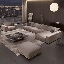 现代沙发意式极简磨砂布设计师款中大户型客厅转角贵妃位沙发组合