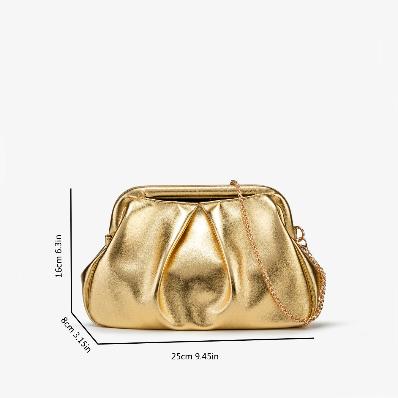 2025 New Cross-Border Women's Chain Shoulder Crossbody Bag Clasp Evening Clutch Gold Handbag - Thumbnail 2