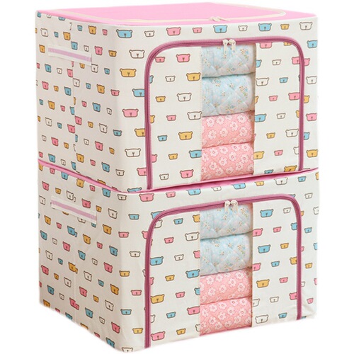 444Z Wholesale Extra Large Steel Frame Storage Box Fabric Organizing Bag Wardrobe Quilt Storage Folding Oxford Cloth Clothes