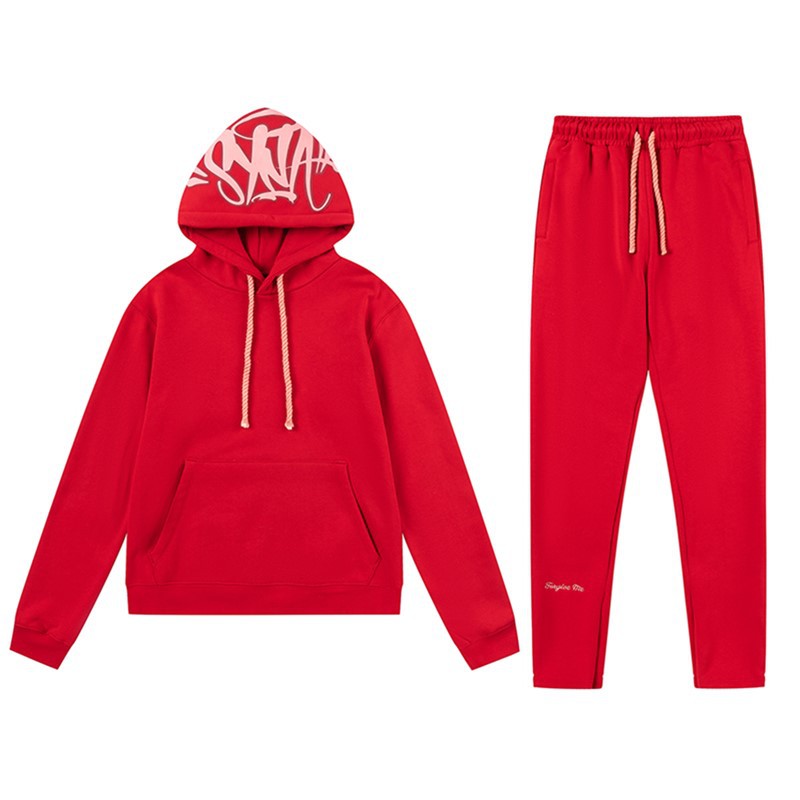 Alta calidad SynaWord americano suelto sudadera con sombrero pantalones Y2K moda pareja casual conjunto Syna