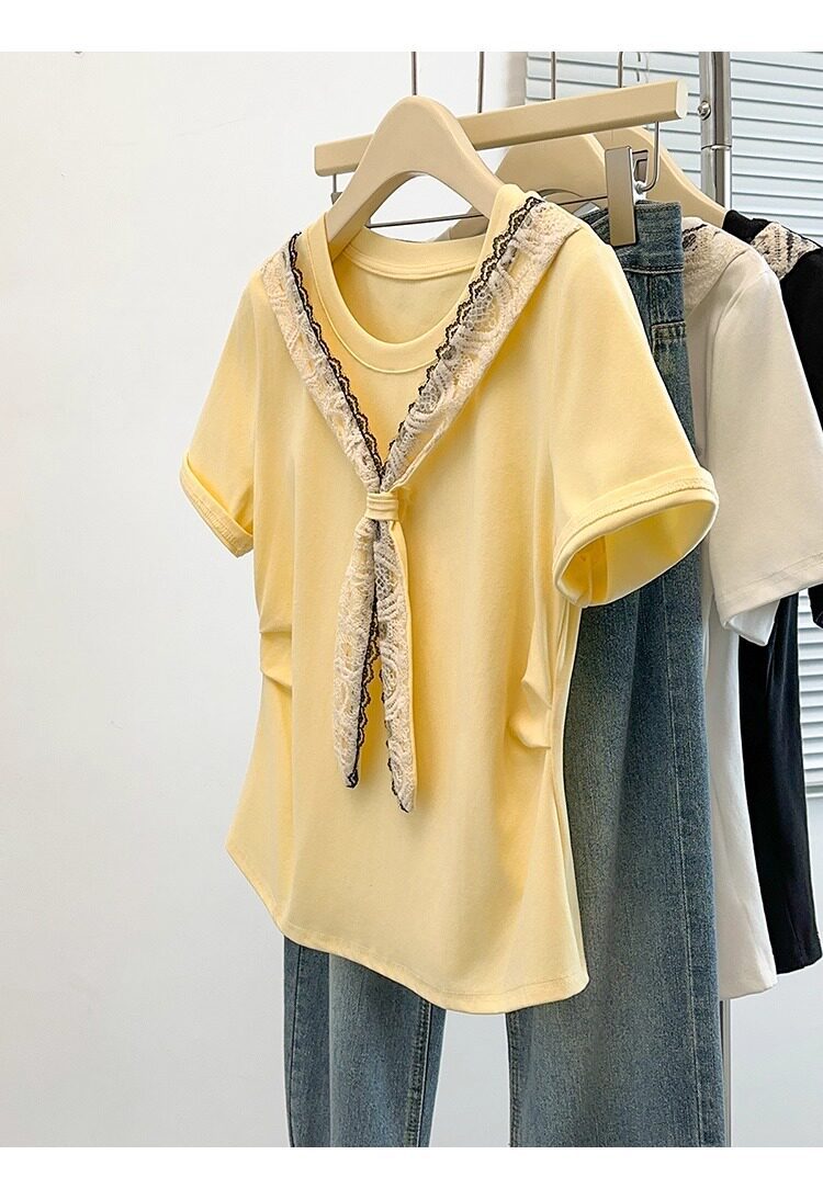Áo thun nữ tay ngắn cổ tròn size lớn form rộng — màu đen chi tiết 9