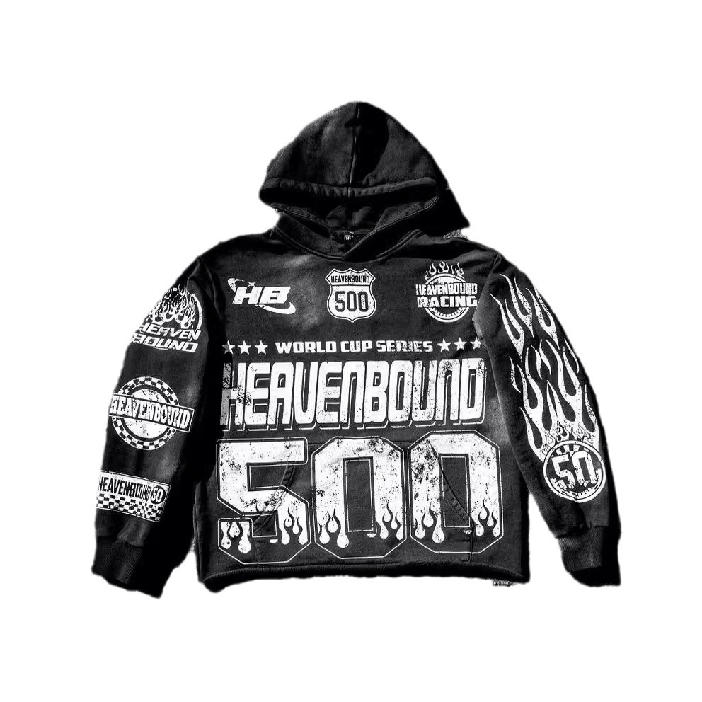 Conjunto de sudadera con capucha holgada de marca de moda informal con estampado de letras estilo 2024 para parejas_voghion.com