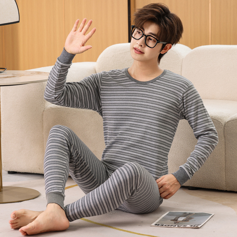 Pantalones de otoño para niños gordos para aumentar el peso pijamas para niños pijamas para niños mayores ropa interior cálida set de algodón