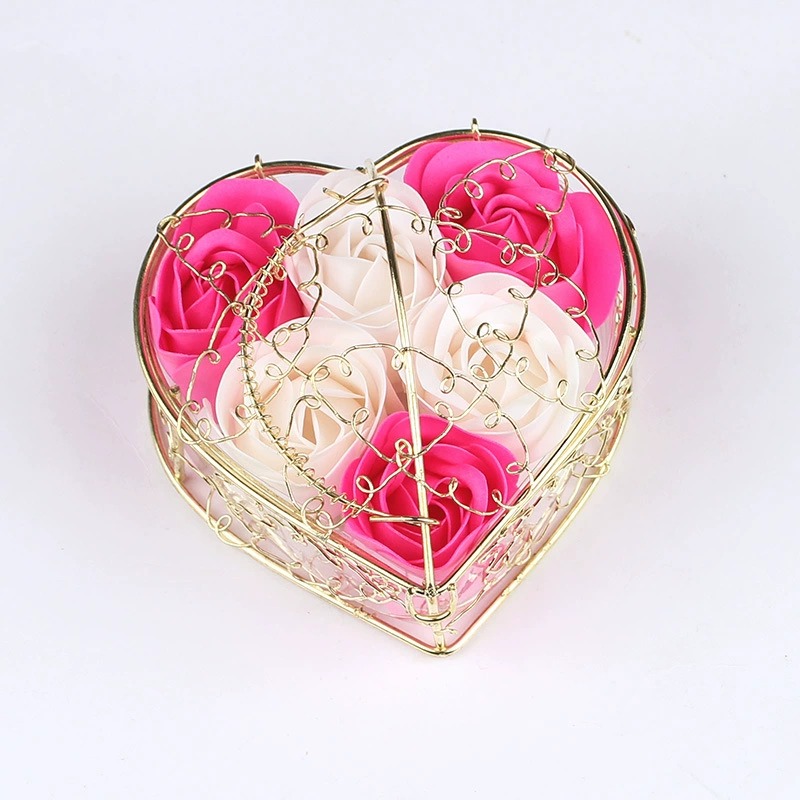 Valentine's Day Gift Simulation Flower 6 Fragrant Scene Flower Iron Basket Creative Hut Migration Wedding Switch Gifts Rose Swing