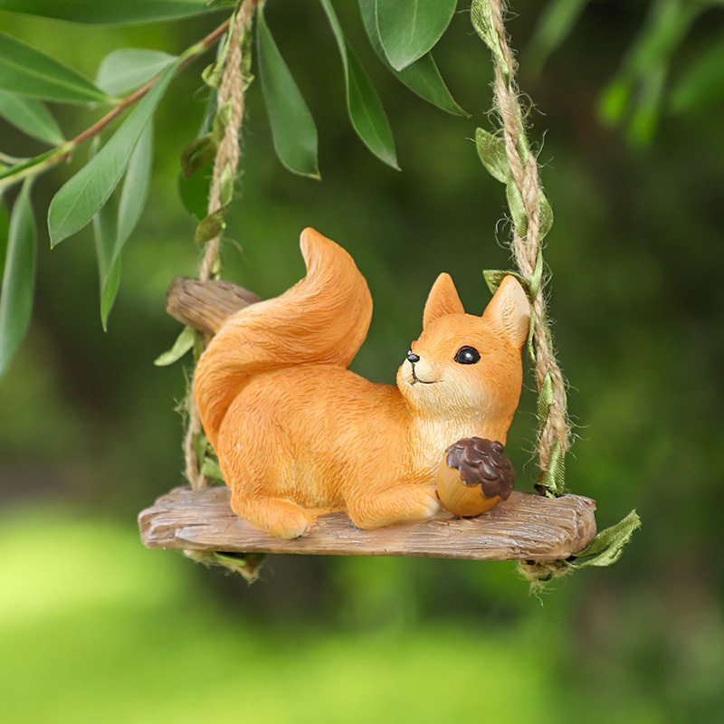 Círculos animados zoológico colgante divertido balcón patio jardín al aire libre perezoso ardilla resina paisaje colgante