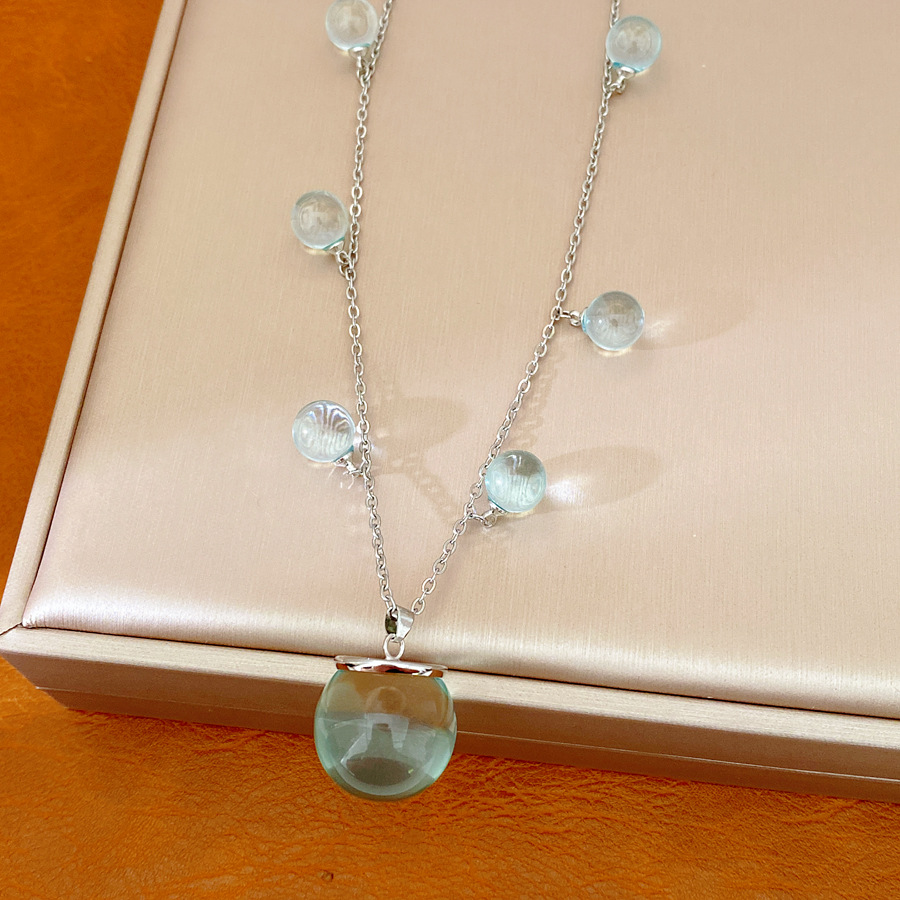 Resina de acero inoxidable collar redondo de geometría lujoso ligero nicho collar de clavícula de moda simple conjunto de joyas diarias versátiles