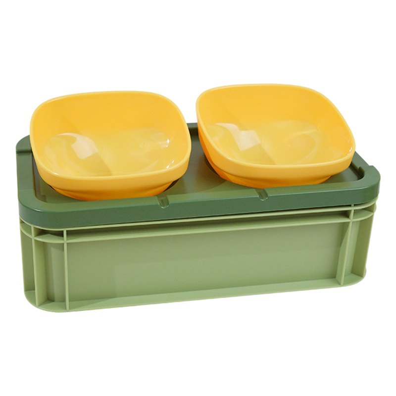 Pipitao original en caja de camping inclinado doble tazón nuevo gato tazón alimentación de agua alimentación de almacenamiento de alimentos para mascotas tazón para mascotas