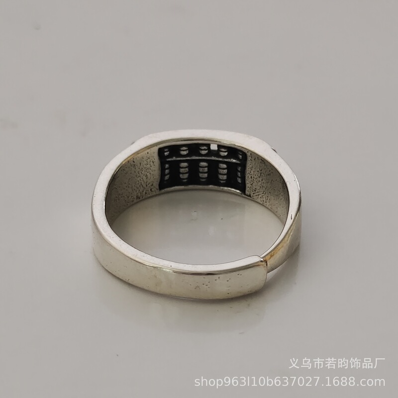 レトロそろばん貔貅リングメンズファッショナブルで横暴な富を引き寄せる人差し指リング模造タイシルバーオープンリング卸売|undefined