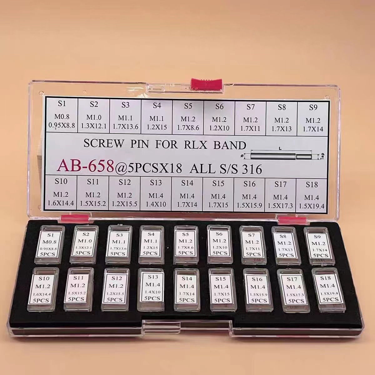 手表配件适用劳力s表带螺丝钢带链接轴316L精钢全型号表节螺丝杆