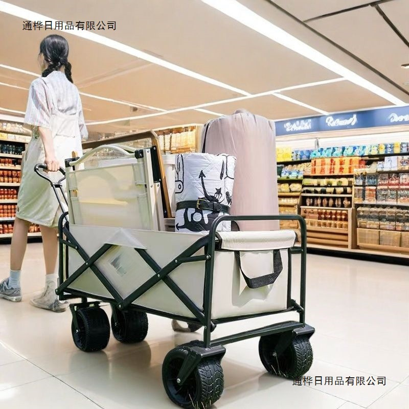 轻便露营小推车野餐车便携营地拖车购物车可折叠家用野营车金属