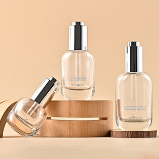New in stock 15-50ml elliptical rotary pressure pump dropper bottle transparent essence bottle press essential oil sub-bottling