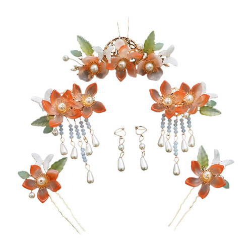 Hanfu Head Accessories Children Tang Dynasty Ming Style Hair Crown Fairy Tailflow Ancient Style Hair Clips Hairpins Accessories for Girls