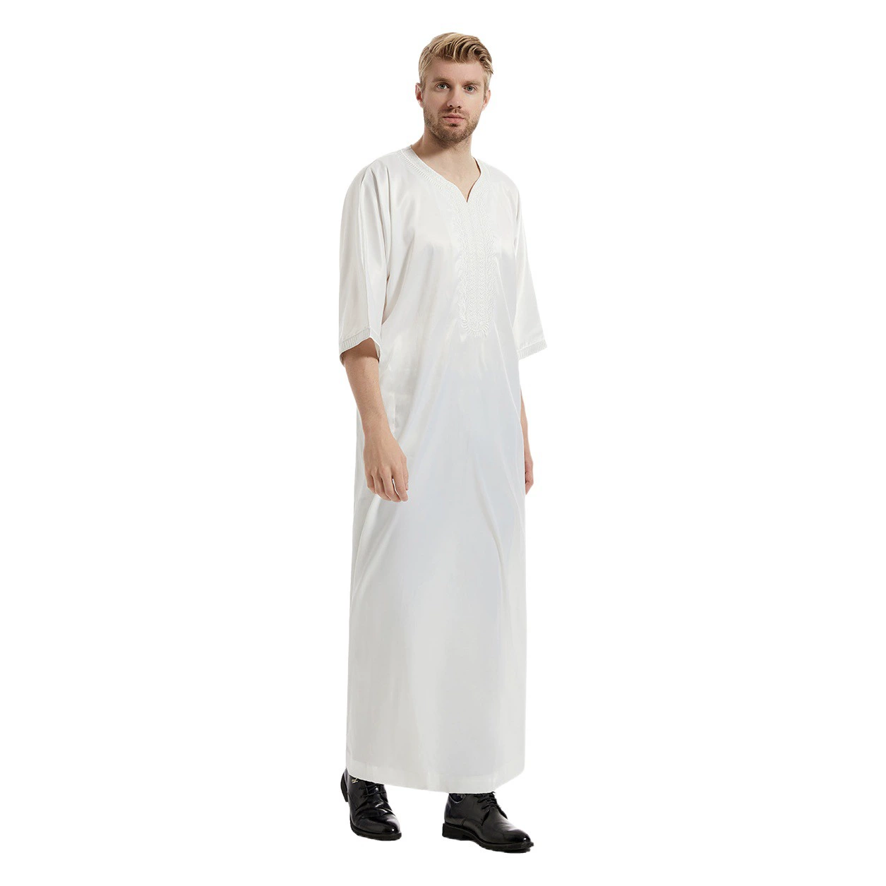 Фабрика в наличии Ближний Восток Мусульманский Мужской Атласный халат с вышивкой со средним рукавом, TH827, горячая Распродажа AliExpress EBAY