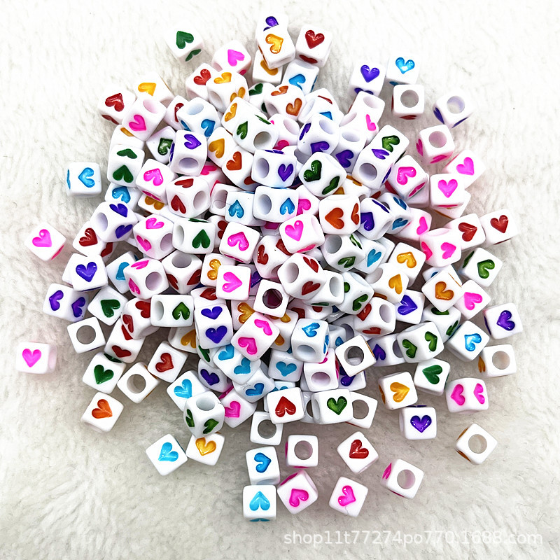 6mmアクリル散珠カラー英語滴油アルファベットビーズDIYアクセサリー子供早教ビーズ