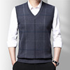 Autumn and winter sweater Single breasted goods in stock wool grey thickening lattice Collarless Fit leisure time Hooded vest