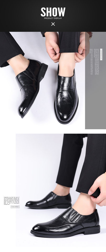 Giày da nam mũi nhọn cổ thấp da bò lớp đầu tiên, giày lười công sở thoáng khí chống trượt — Giày một lớp màu nâu, Giày một lớp màu đen, Màu đen lót nhung chi tiết 14