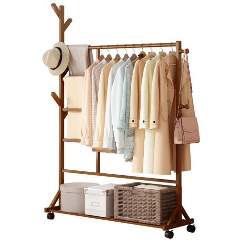 Simple clothes hanger floor-standing coat and hat rack bedroom multi-functional household storage rack mobile hat rack clothes drying rack