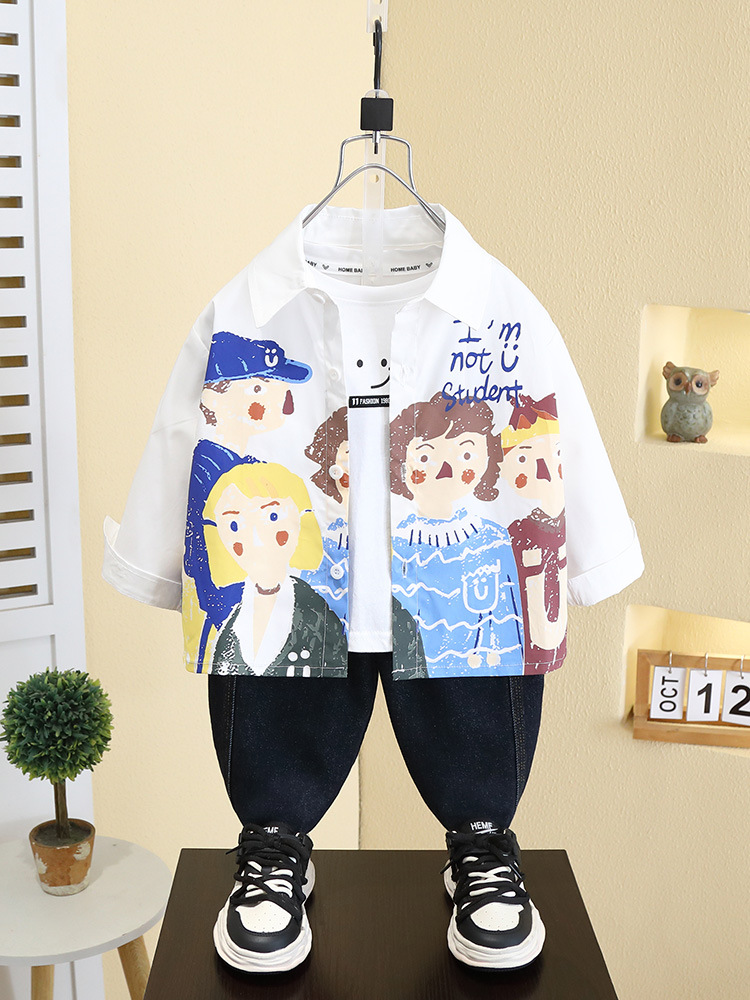 Camisa Chaqueta para Niños 7516, Estilo Primavera-Otoño, Camisa Infantil con Dibujos Animados, Nuevo Modelo 2026, Top de Primavera para Bebé