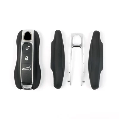 Suitable for Porsche Leather Key Case New Cayenne Cayenne Palamela Panamera911Taycan (Car key bag) - black-new-key-shell