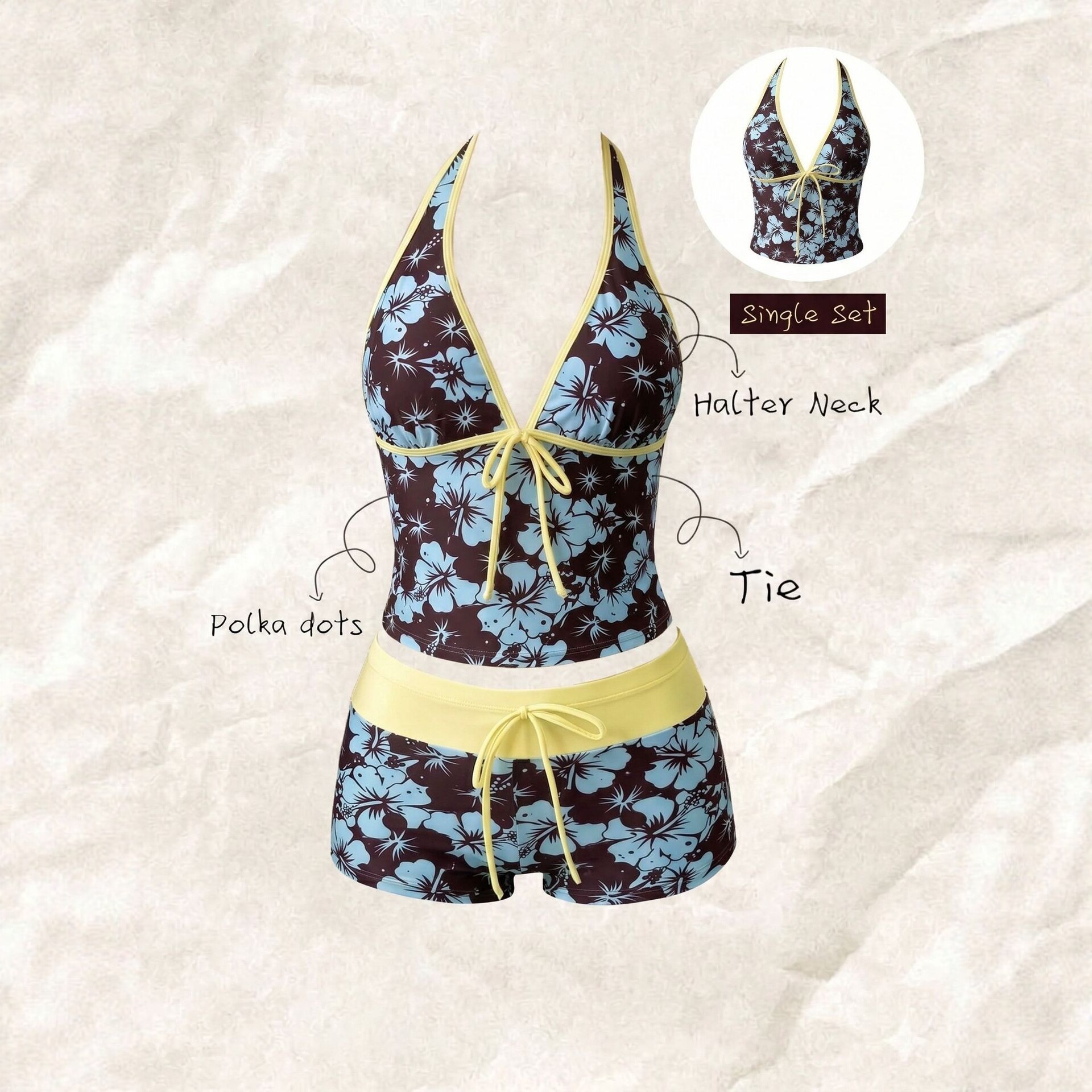 2026 New European and American Style Polka Dot Two-Piece Swimsuit for Women, Tie-Up, Slimming, Tummy-Covering, Conservative, Fashionable Beach Bikini