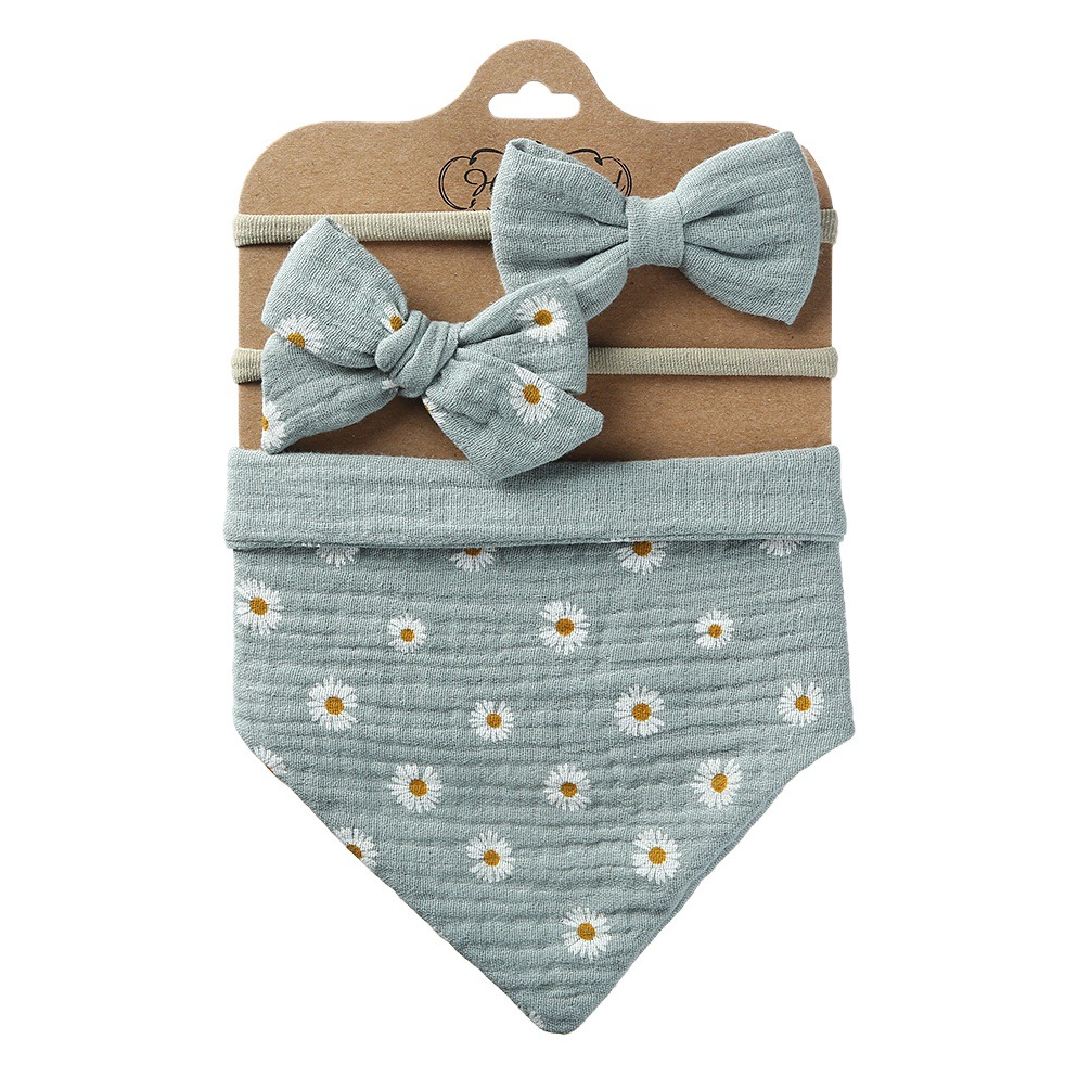 Nuevo triángulo de los niños toalla crepe algodón impreso arco bebé diadema de doble cara bebé babero traje transfronterizo