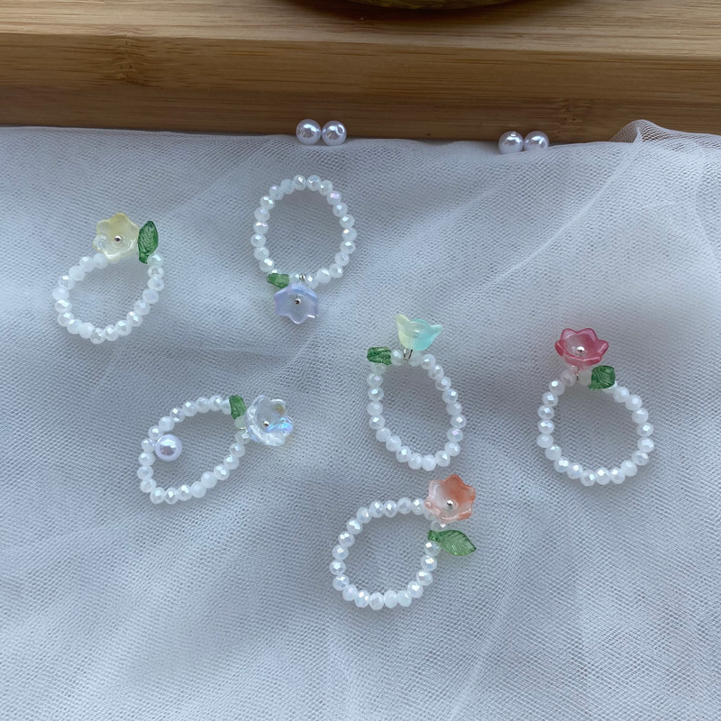 Sweet Flower Artificial Crystal Beaded Womenu0027S Rings