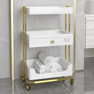 Beauty Cart Trolley Beauty Salon Light Luxury Titanium Trolley Mobile Manicure Eyelash Tattoo Embroidery Storage Rack