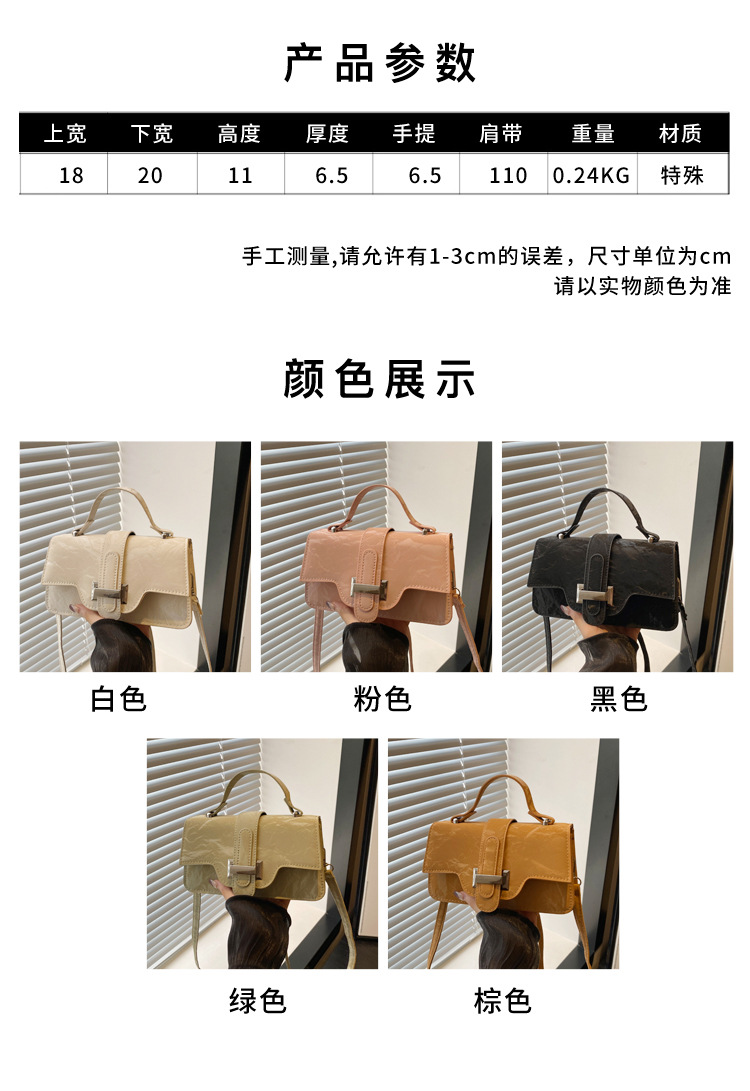 2024 New style women's trendy, fashionable and high-quality single-shoulder handbag, autumn commuting crossbody small square bag Specification drawing