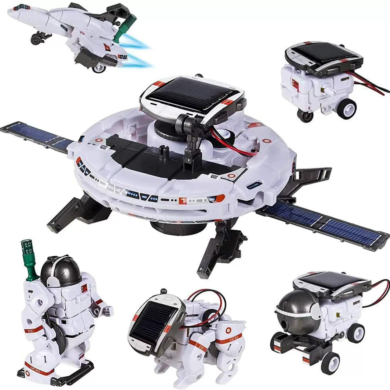 跨境热销六合一太空机器人玩具益智拼装玩具6合1自装太阳能玩具车