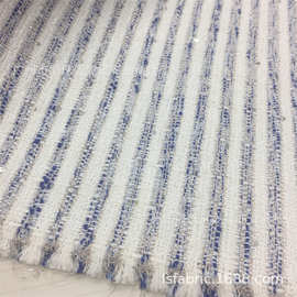 粗纺 小香风银丝珠片编织连衣裙半身裙面料 箱包鞋材饰品布料