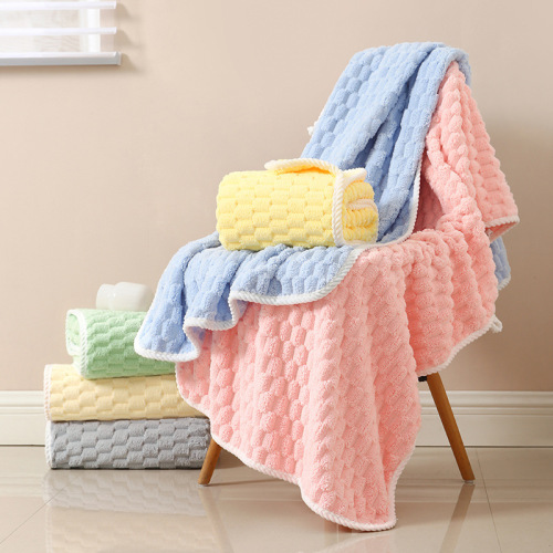 Coral Velvet Cloud Pattern Bath Towel Set of 4 Absorbent Soft Shower Solid Color Towels Bath Cap Bathroom