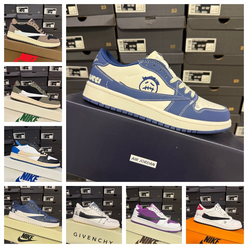 AJ1 LOW Reverse Swoosh Low-Top Sports Sneakers in Dark Brown, White-Brown, and Mocha TS Reverse Swoosh Trendy Retro Low-Top Basketball Shoes
