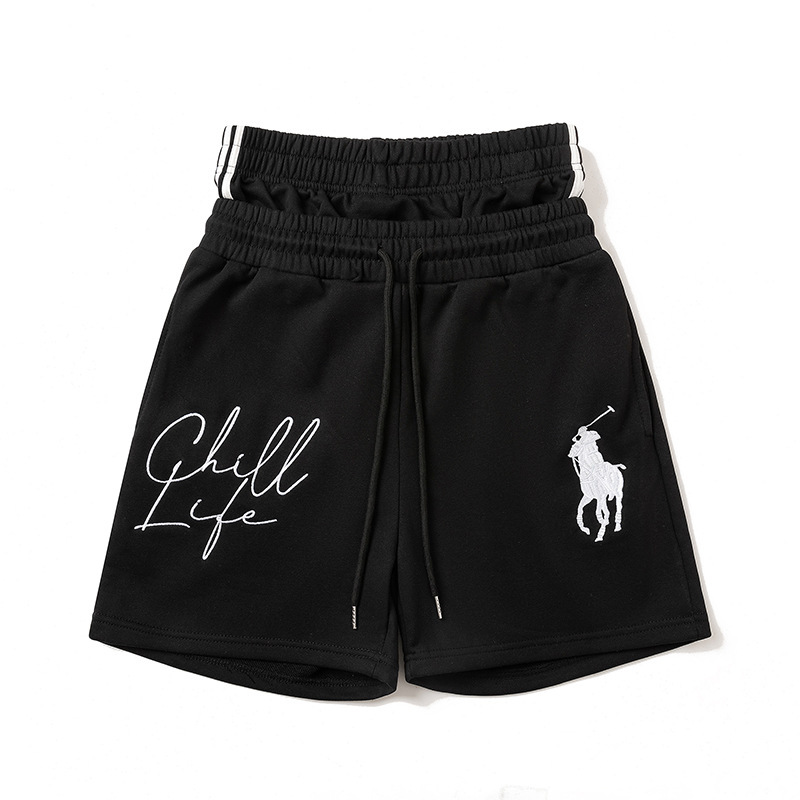 Zongchi Clothing American Retro Style Double Waistband Drawstring Embroidered Sports Casual Loose Unisex Summer Shorts