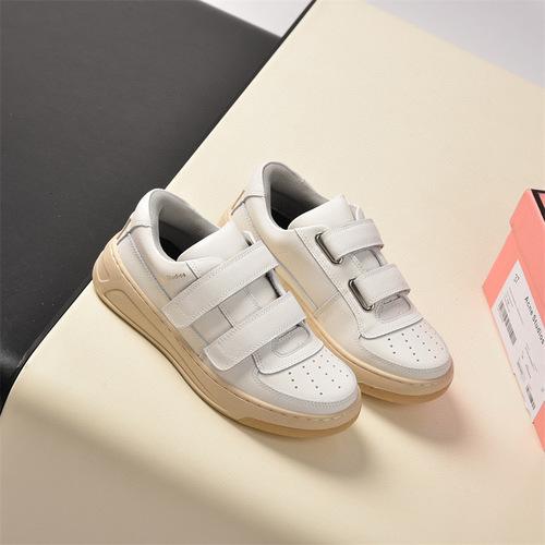  new style Ouyang Nana's favorite smiley face genuine leather thick-soled Velcro white sneakers for women, versatile trendy spring and autumn shoes