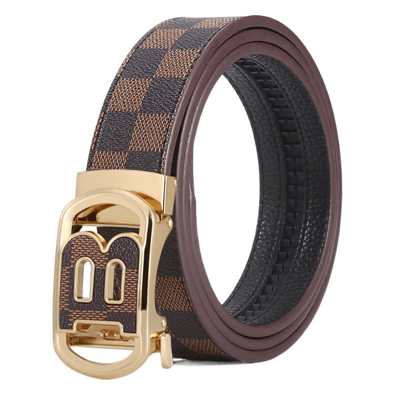 Internet popular cinturón hebilla automática de los hombres de gama alta carta cinturón a cuadros negocios casual hombres traje de cinturón al por mayor