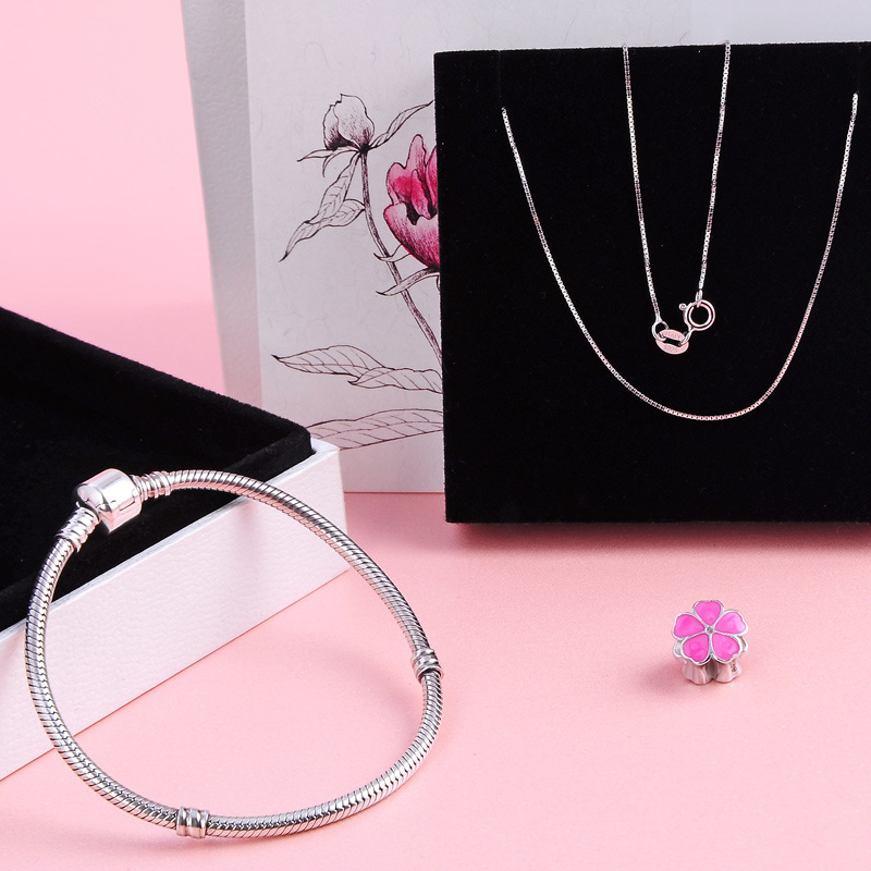 Accesorios populares creativos coreanos s925 plata colgante de flores de aceite DIY joyería artesanía al por mayor cuentas