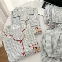 Yunduo хлопковые пижамы для пар, летние женские пижамы в корейском стиле в клетку с короткими рукавами, комплект из трех предметов, повседневная свободная домашняя одежда для мужчин