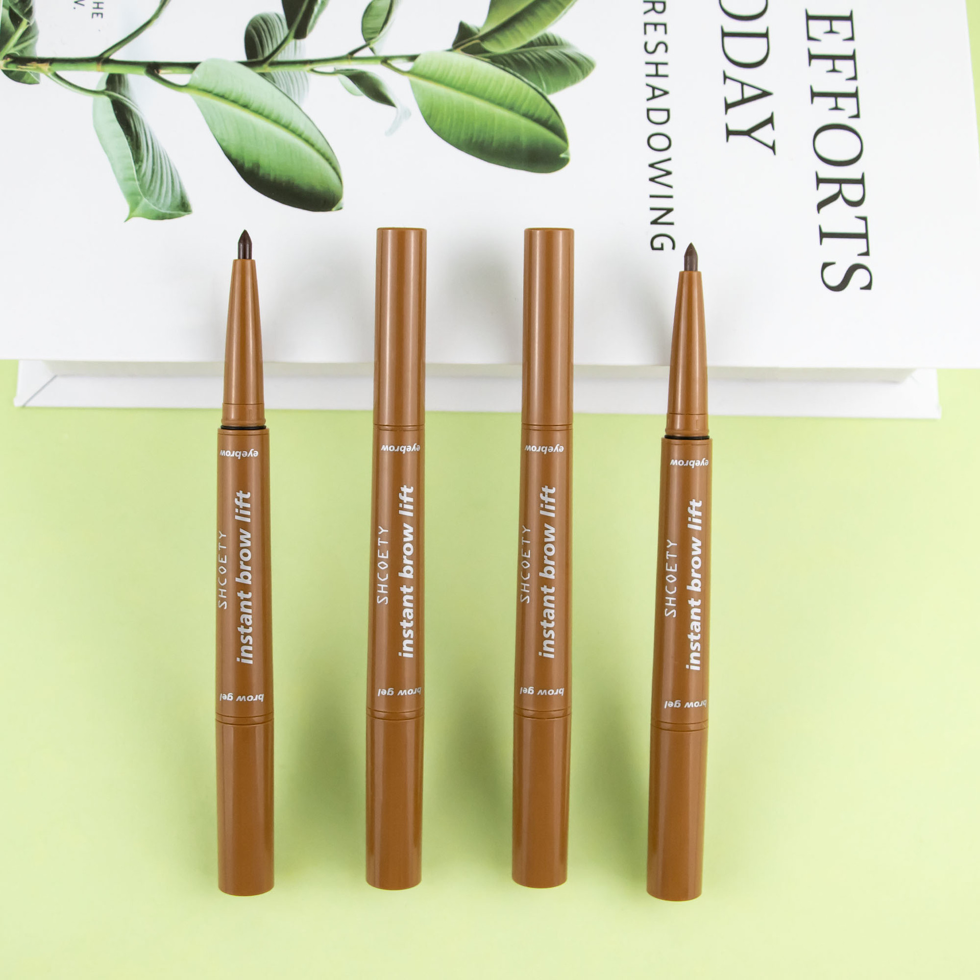 SHCOETY dual-head eyebrow pencil with eyebrow glue, automatic rotation, waterproof, non-fading, natural and long-lasting eyebrow dye, 4-color cross-border undefined