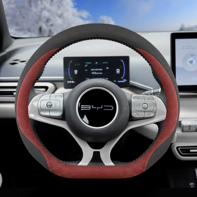 Steering Wheel Cover Dolphin Honor, Steering wheel cover - black-and-red-plush-default