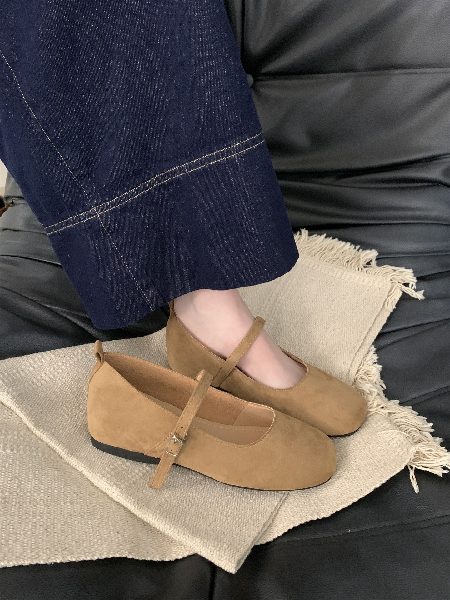 Petite Height Increasing French Style Silver Mary Jane Versatile One-Strap Soft Leather Single Women Shallow Mouth_vogvips.com