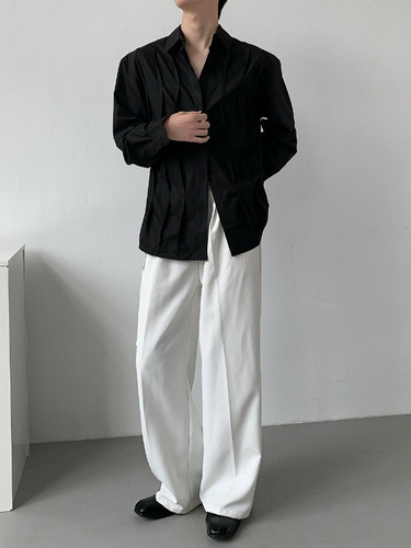 Subculture Design Shirt with Gentle Mature Long Sleeve Aesthetic Top with Refined Sense of Style, Celibate Style Trendy Brand Fashion Spring and Autumn