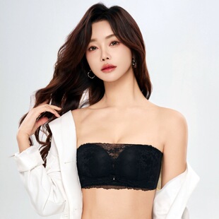 Spring and Summer new sexy lace tube top bra small chest comfortable push up non-slip detachable shoulder strap beauty back bra for women