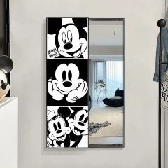 米奇推拉隱藏式全身鏡子畫客廳裝飾畫掛畫隱形穿衣鏡玄關臥室壁畫