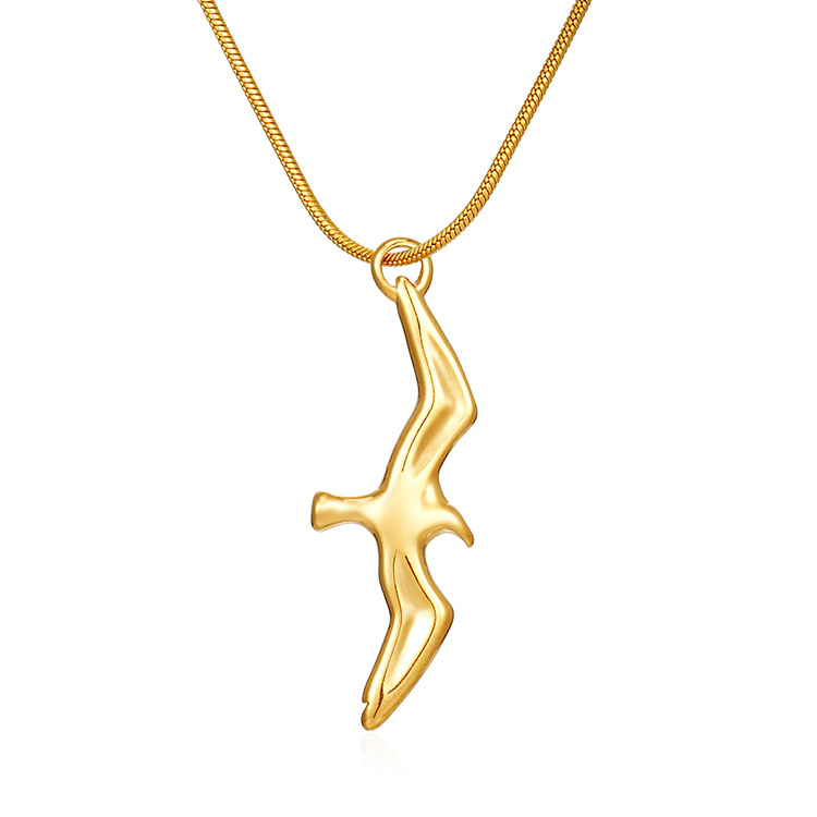 Collier en acier inoxydable style rétro mouette tendance mode européenne et américaine pour femmes, design commémoratif, collier de clavicule de personnalité_voghion.com