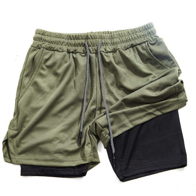 Cross-Border Direct Supply of New Style Casual Double-Layer Quick-Drying Running Training Sports Outdoor Fitness Towel Shorts for Muscular Men