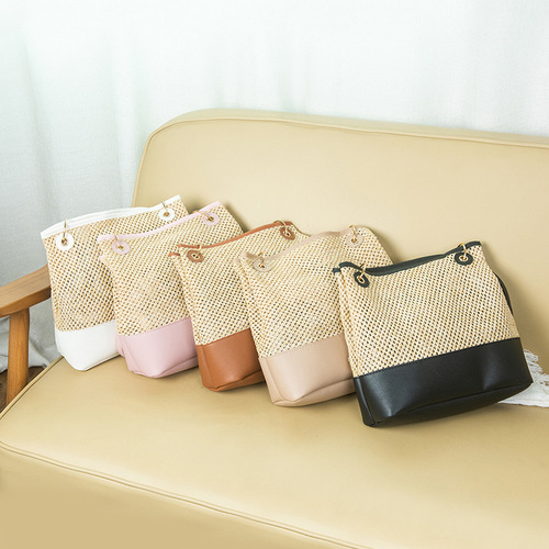 Women's Bags  New Autumn Straw Bag Fashion Simple Handbag Woven Shoulder Tote Bag Wholesale