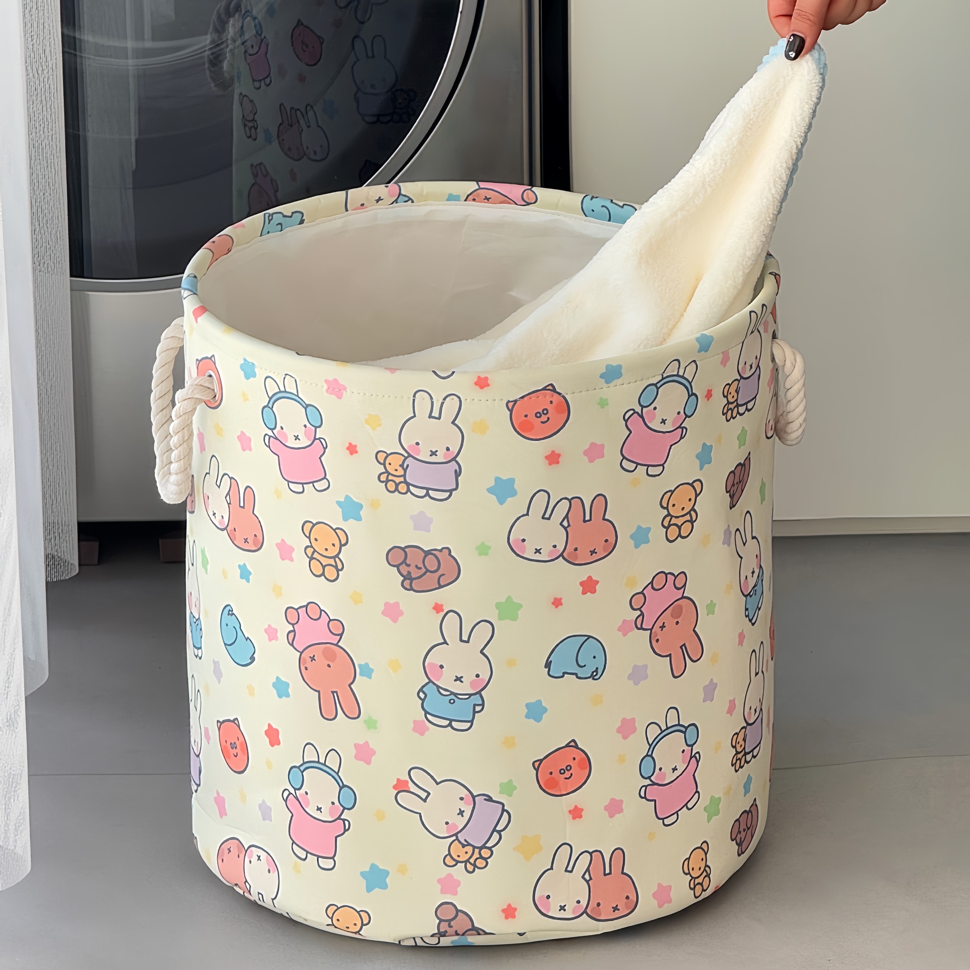 Cesta de ropa sucia de conejo lindo dormitorio ropa de niña almacena cesta de ropa sucia cesta de ropa doméstica gran capacidad baño plegable