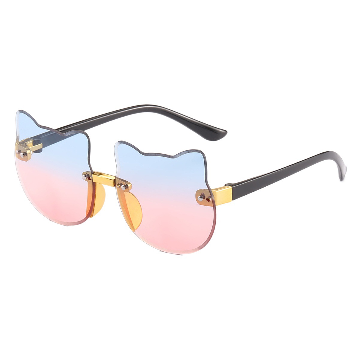 2021 Nuevas orejas de gato gafas de sol para niños gafas de sol de forma sin marco orejas puntiagudas gafas de sol para niños 7718