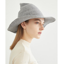歐美跨境帽子春秋新款薄款針織帽漁夫帽搞怪女盆帽巫師帽可折疊