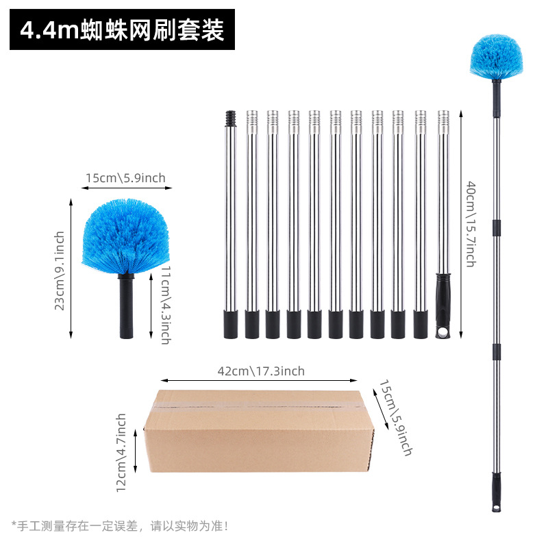 Polvo transfronterizo raspador techo limpio techo barra larga escoba doméstica cepillo de esquina de cabeza de cepillo de altura